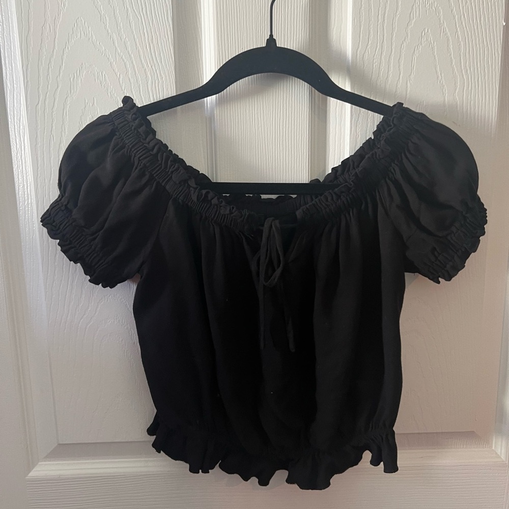 Cottage core black crop top